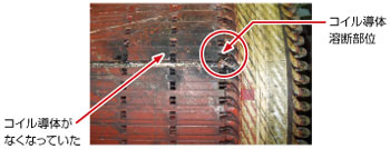 突発事故による電機子コイル全巻替